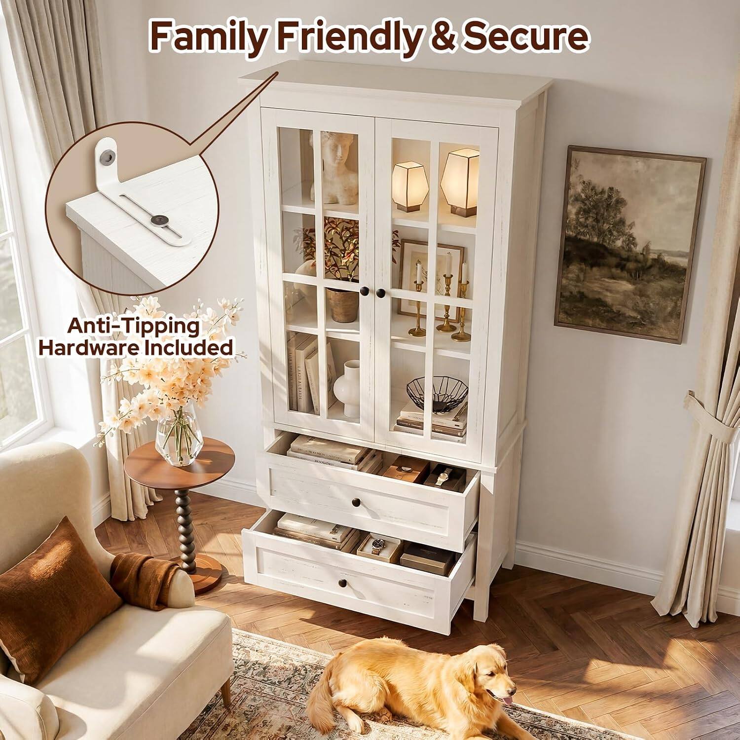 Family Friendly & Secure  
Anti-Tipping Hardware Included