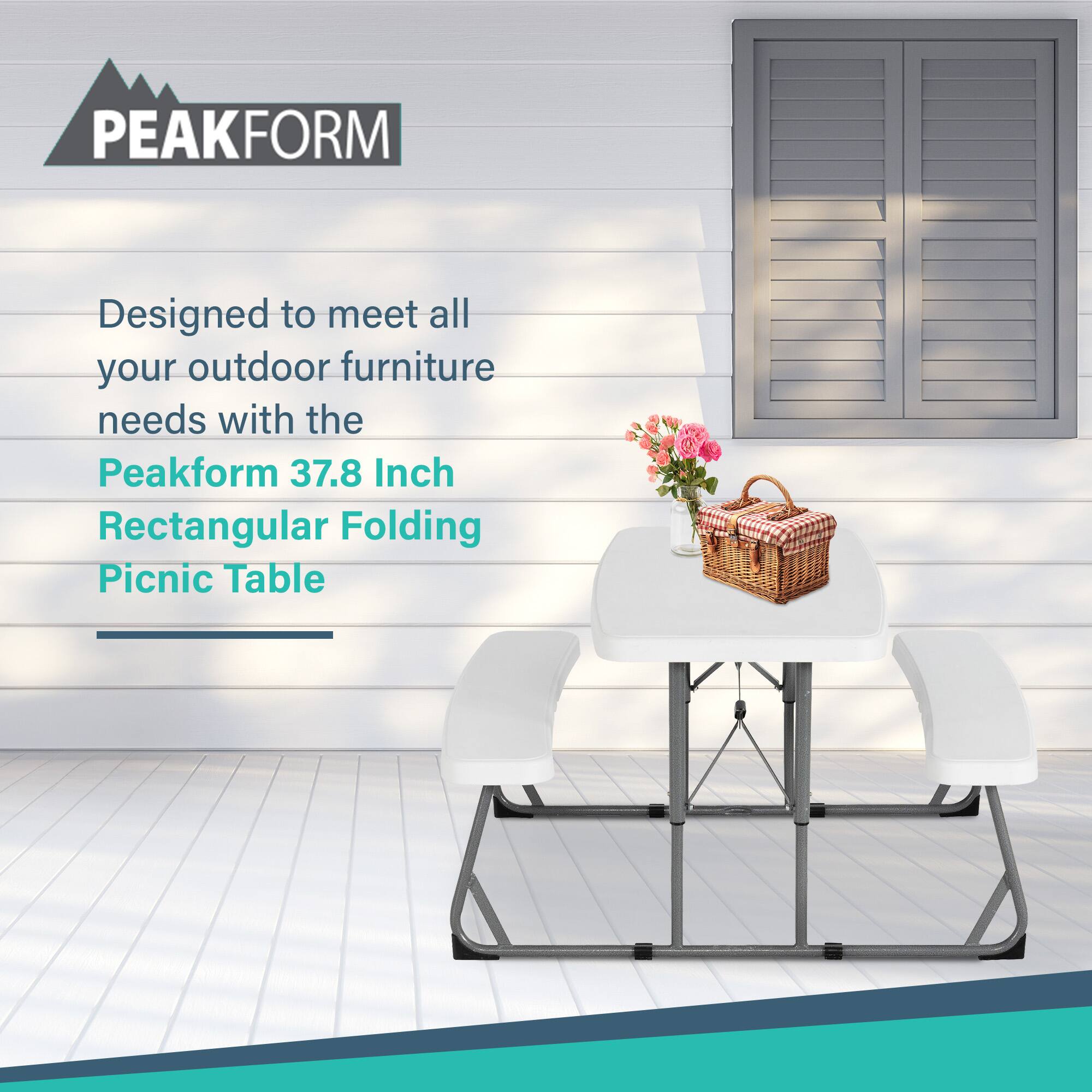 PEAKFORM

Designed to meet all your outdoor furniture needs with the Peakform 37.8 Inch Rectangular Folding Picnic Table