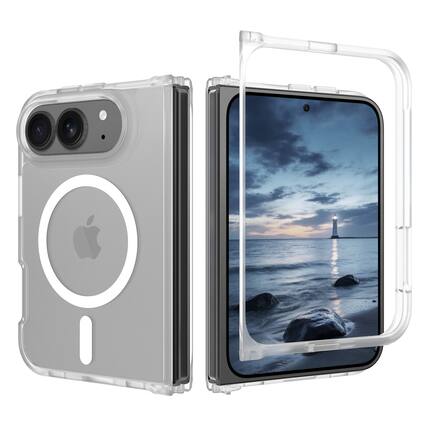 Front. Dteck - Shockproof Matte Phone Case for Apple iPhone Duo, Translucent Magnetic Protective Cover, Raised Lip Protection - Clear.