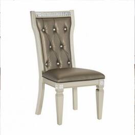 Manhattan Lane - Lin 20 Inch Dining Side Chair Set of 2, Tufted Gray Faux Leather - Champagne, Taupe Gray