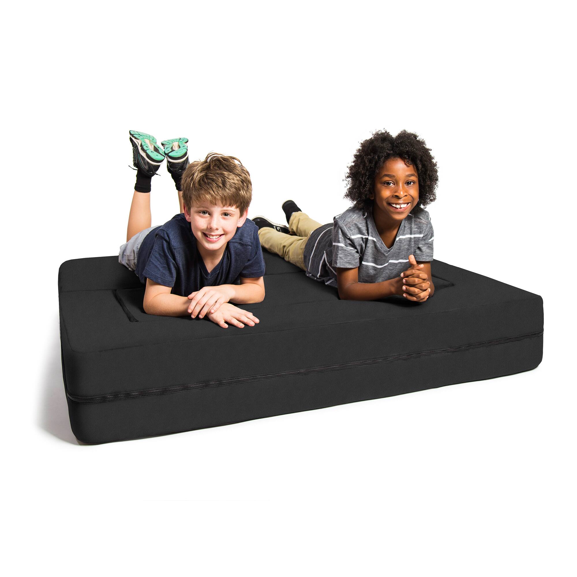 Back. Jaxx - Jaxx Zipline Kids Sofa & Large Ottoman, 3 in 1 Fold Out Sofa, Big Kids Edition, Black - Black.