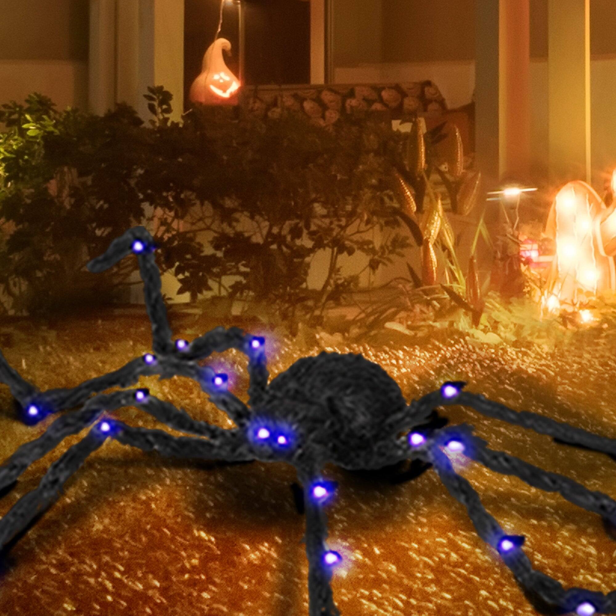 Alt View 8. Boyel Living - 47.2 in. Halloween Oversized Spider with Light Up Bendable Legs Battery Powered Indoor Outdoor Decoration - Black.