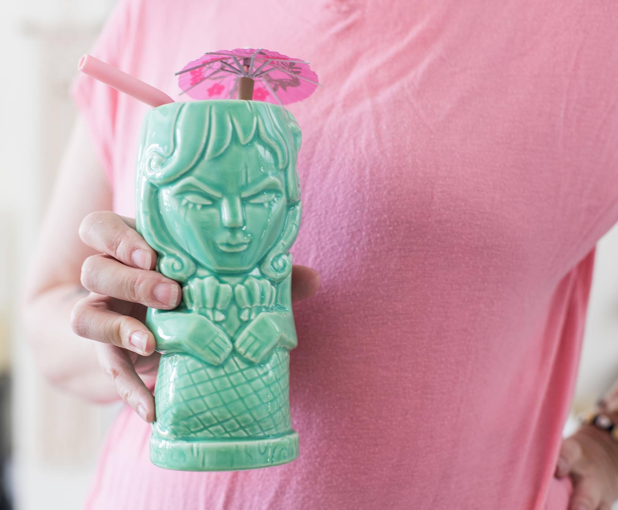 Alt View 4. ThinkGeek - Geeki Tikis Green Mermaid Fantasy Mug | Ceramic Tiki Style Cup | Holds 15 Ounces - Green.