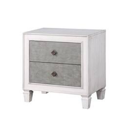 Manhattan Lane - Nightstand with 2 Drawers and Diamond Handle - Gray