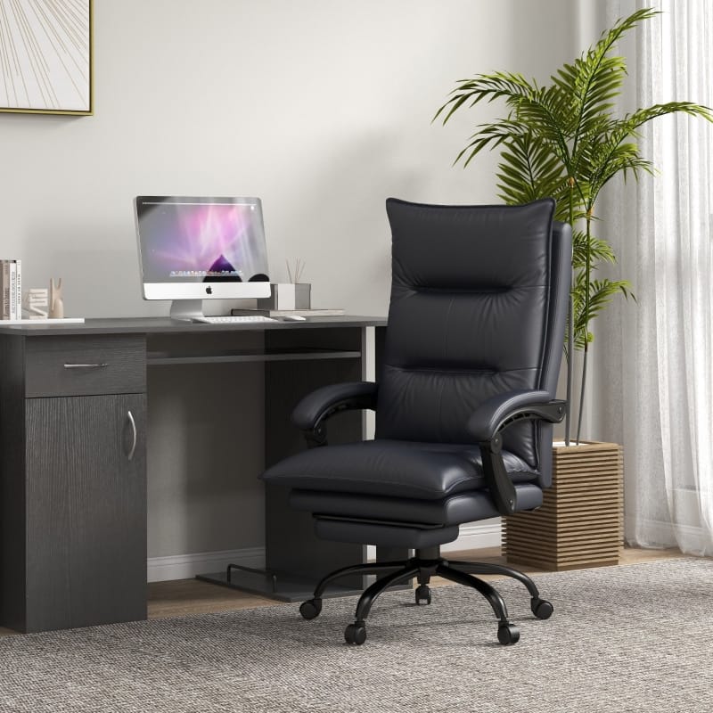 Anysun - Executive Massage Heated Reclining Computer Desk Chair with Double Padded Seat - Charcoal Gray
