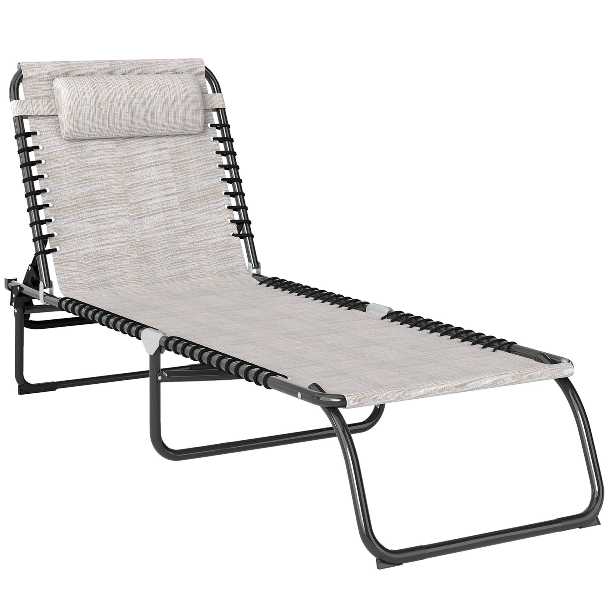 Outsunny - Folding Chaise Lounge Chair, Patio Sun Tanning Chair, Outdoor Chaise Lounger with 4-Position Reclining Back - Cream White price history on PriceWatchPro