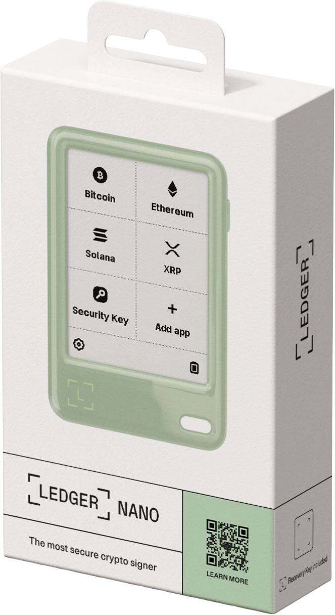Bitcoin  
Ethereum  
Solana  
XRP  
Security Key  
Add app  

LEDGER NANO  
The most secure crypto signer  
LEARN MORE  
Recovery Key included