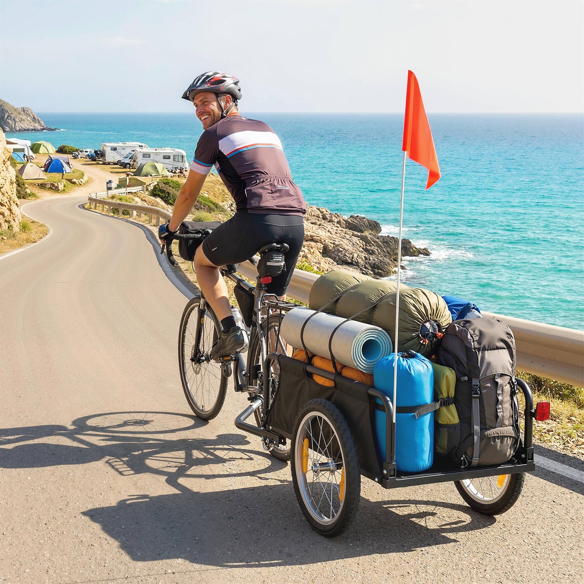 Alt View 1. Soozier - Cargo Trailer, Bicycle Trailer Wagon Cart with Quick Release 16" Pneumatic Wheels, Aluminum Rims.
