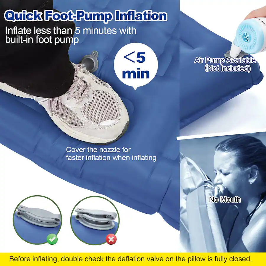 CAMULAND Double Camping Sleeping Pad Inflatable Mat With Built In camuland-double-camping-sleeping-pad-inflatable-mat-with-built-in