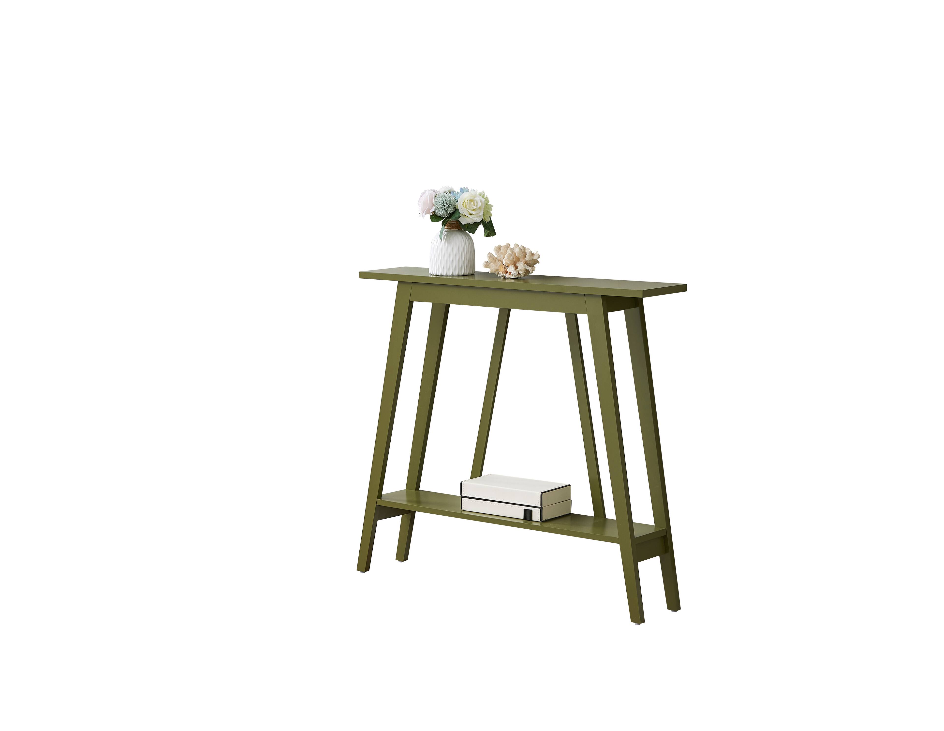 Back. Kings Brand Furniture - Kings Brand Furniture Conway Console Table Functional Narrow Wood Accent Entryway Table with Storage Shelf - Medium Green.