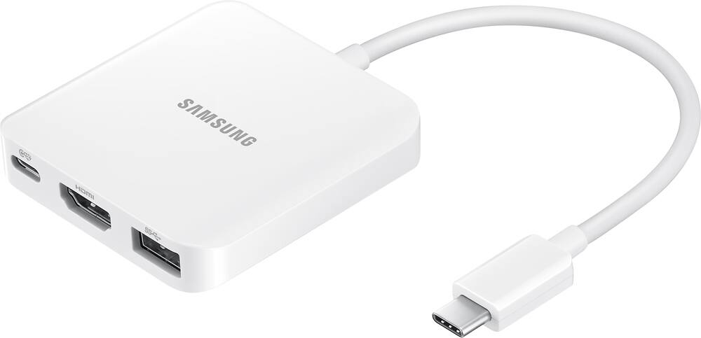 Angle. Samsung - Galaxy TabPro S Multiport Adapter - White.