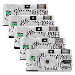 Ilford - HP5 Plus White Single-Use Film Camera (27 Exposures) - 5 Pack - Black