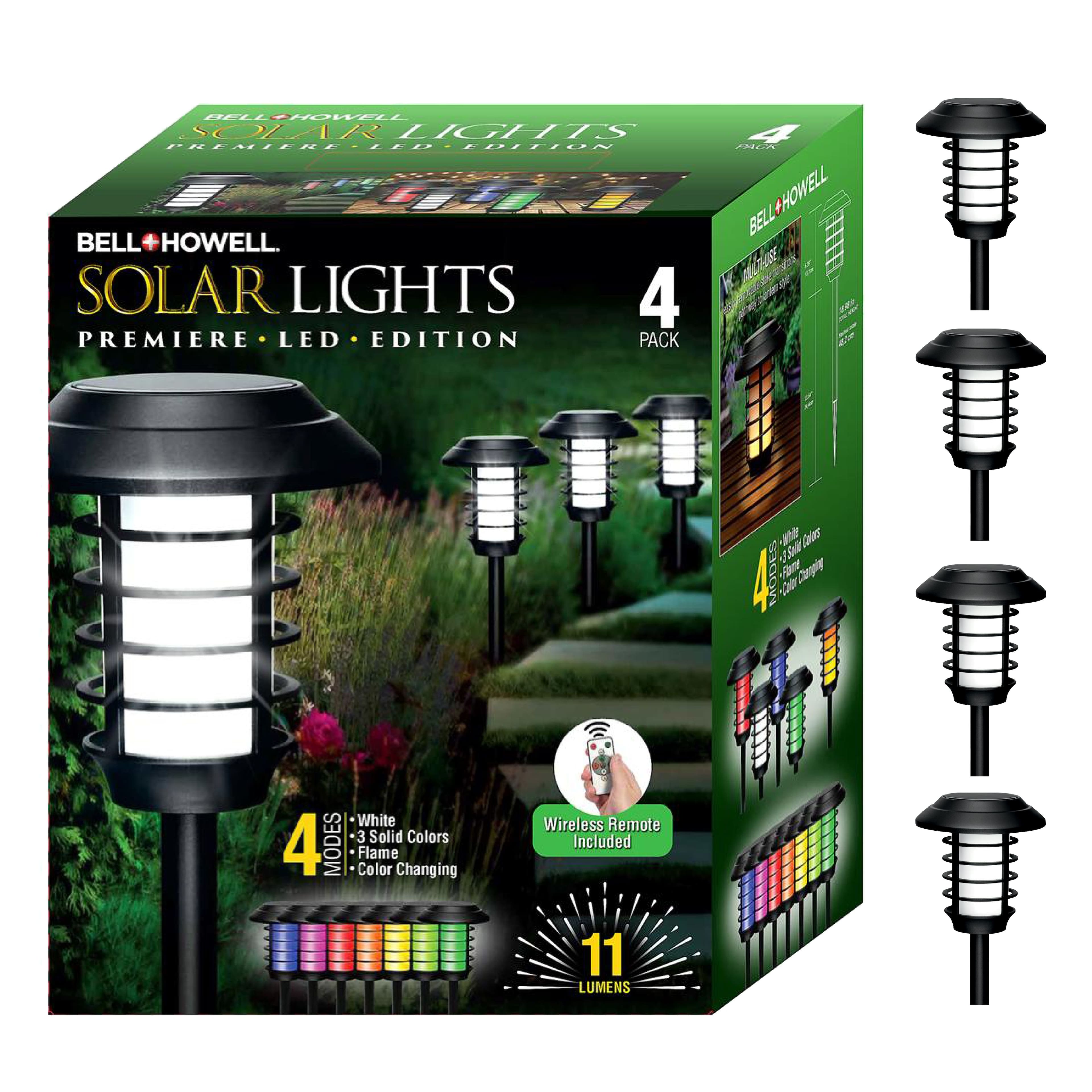 Bell + Howell - Color Changing Solar Powered Pathway Lights with Remote - Pack of 4