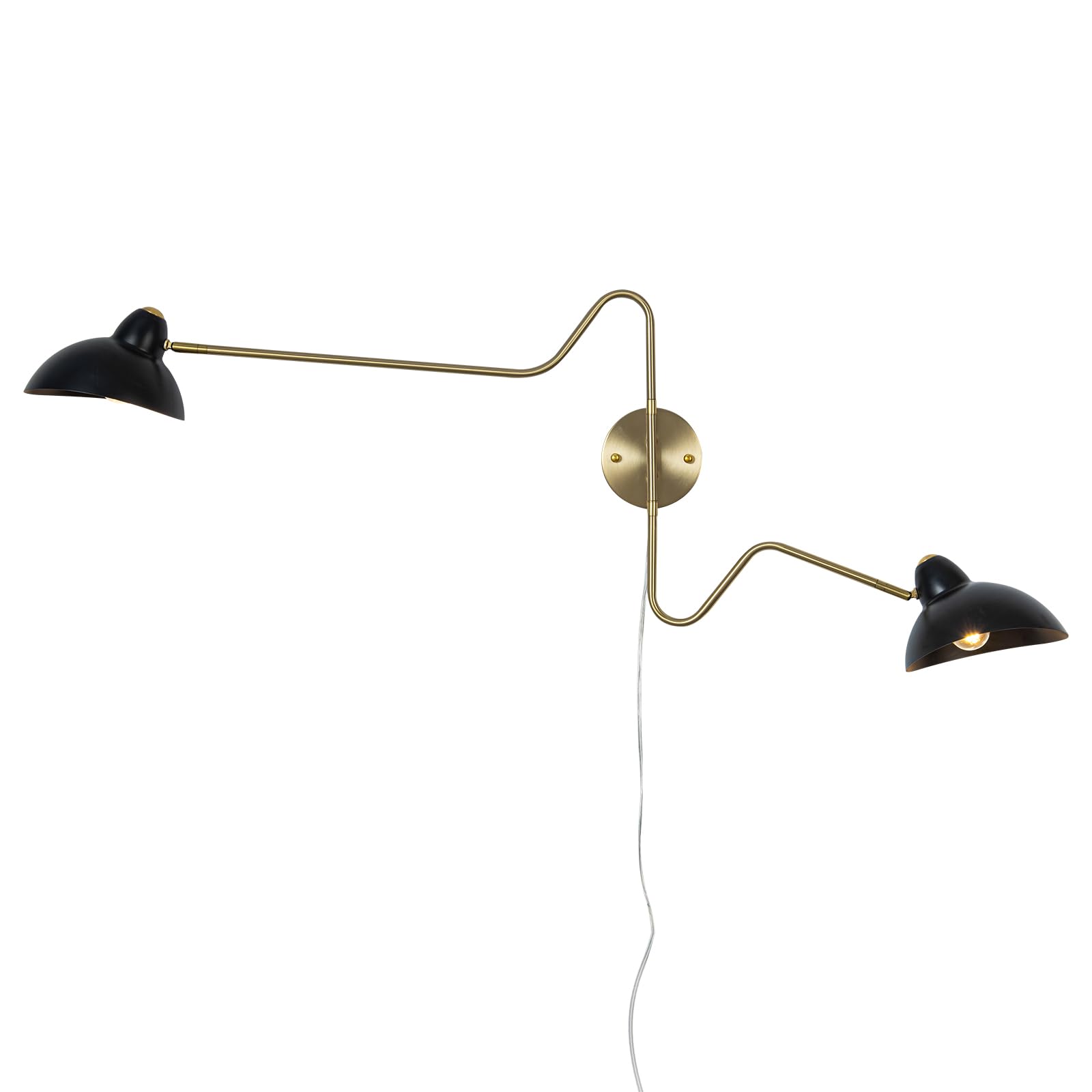 Alt View 5. TECH SAFARI - And Plug In Wall Sconce Swing Arms Lamp With Cord Big Mount Lighting Fixture For Living Room Bedroom - A.