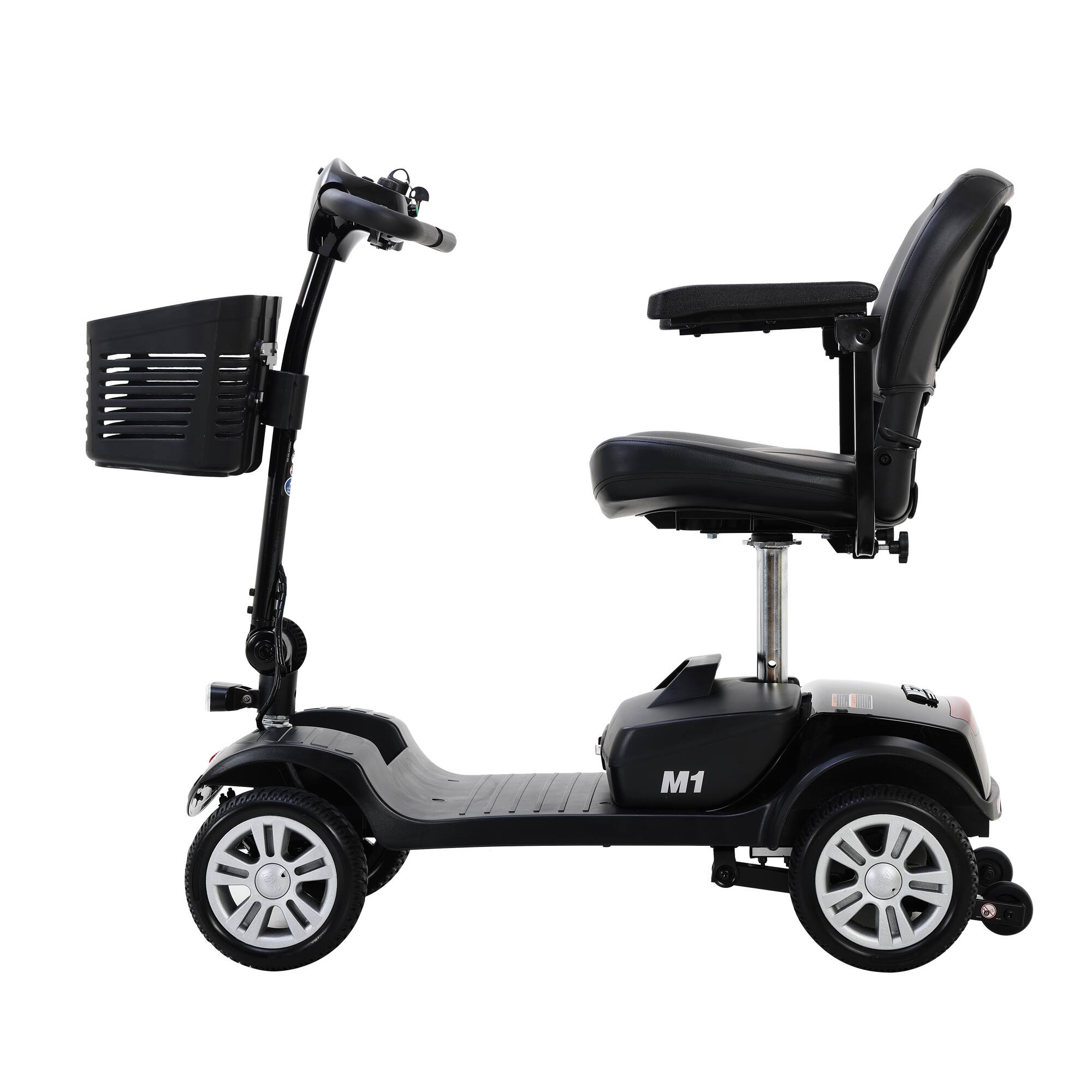 Alt View 1. Loheer - Loheer 4 Wheel Compact Travel Mobility Scooter for Adults, 300W Motor, 10 Mile Range, Gloss Black - Black.