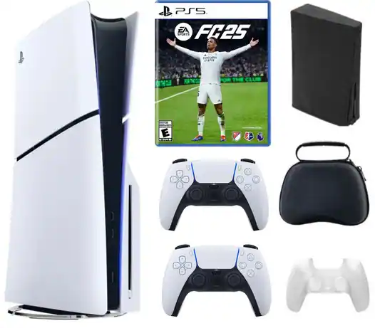 PS5 PlayStation 5 Slim Disc Bundle with FC 25 Game, Extra controller & Accessories - PlayStation 5