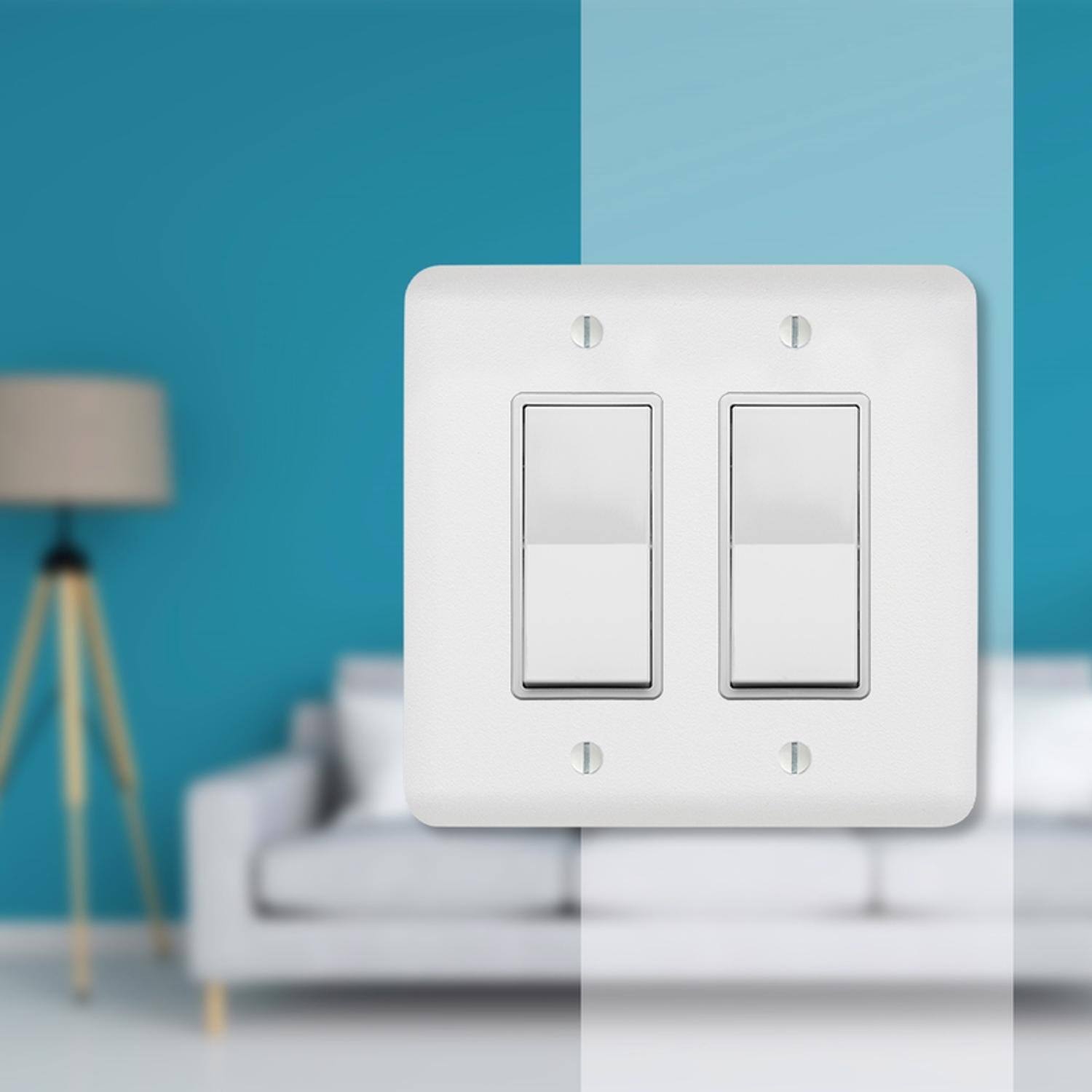 Angle. AMERELLE - Amerelle Capri Paintable Textured White 2 gang Stamped Steel Decorator Wall Plate 1 pk - White.