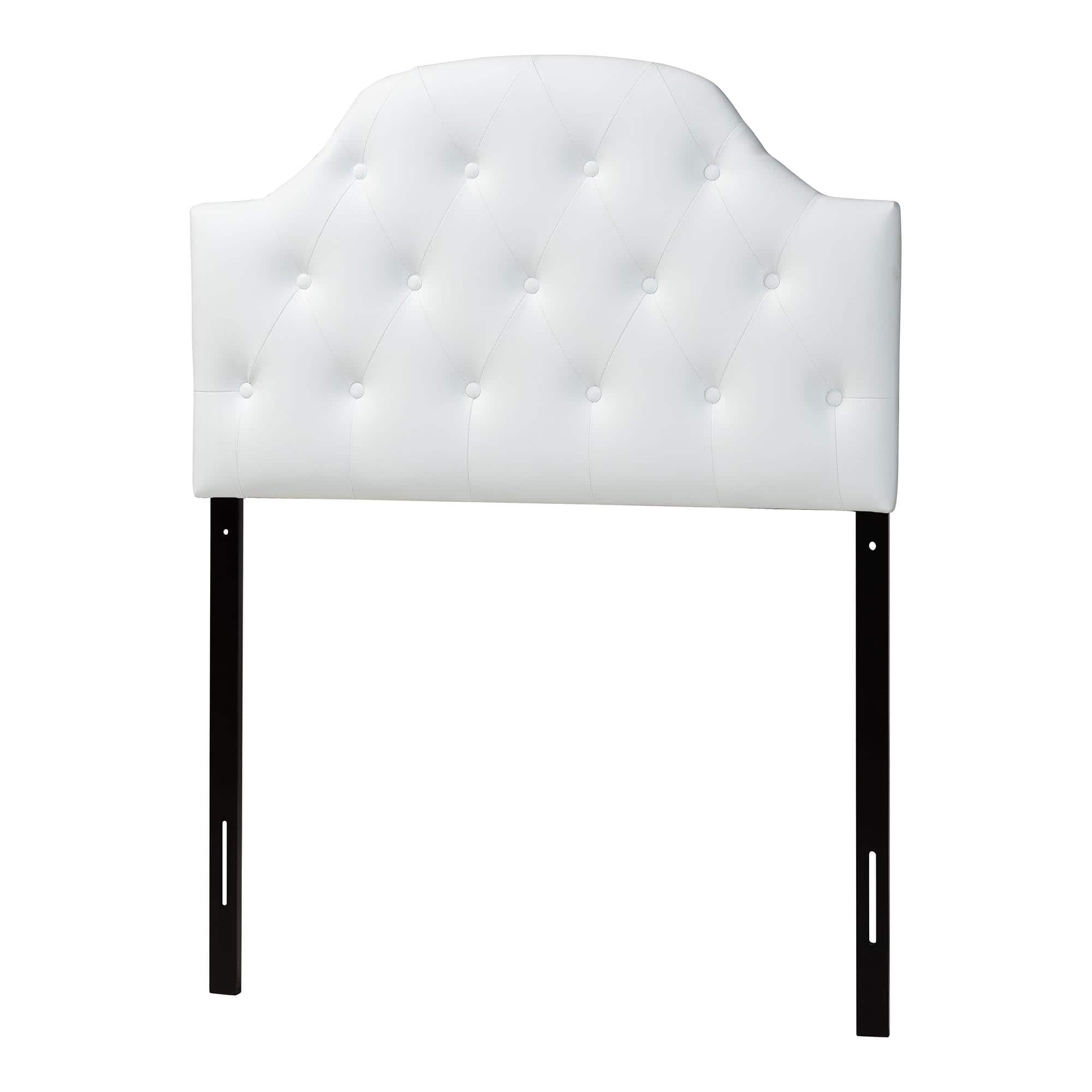 Baxton Studio - Morris Modern and Contemporary Faux Leather Upholstered Button-Tufted Scalloped Twin Size Headboard - White