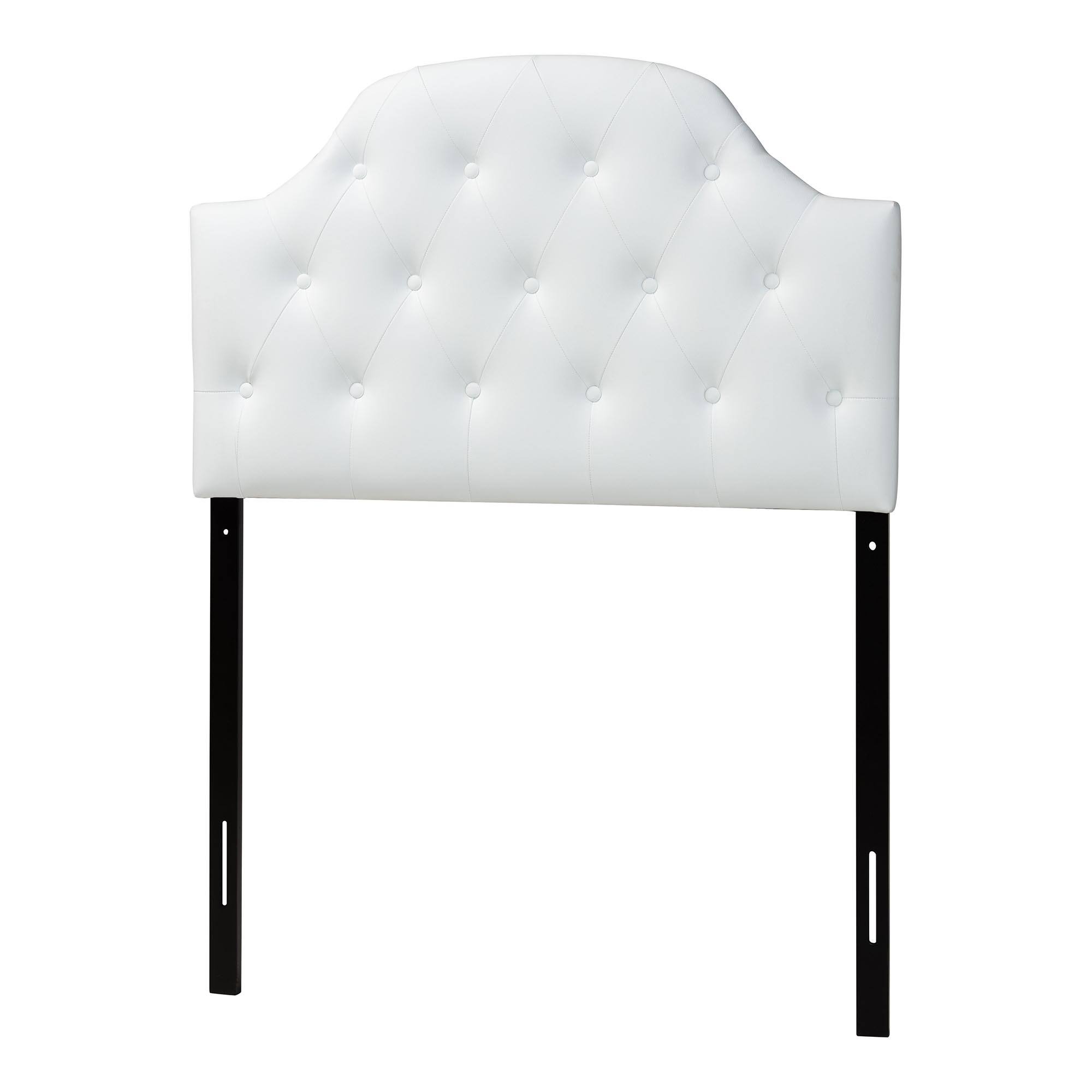 Front. Baxton Studio - Morris Modern and Contemporary Faux Leather Upholstered Button-Tufted Scalloped Twin Size Headboard - White.
