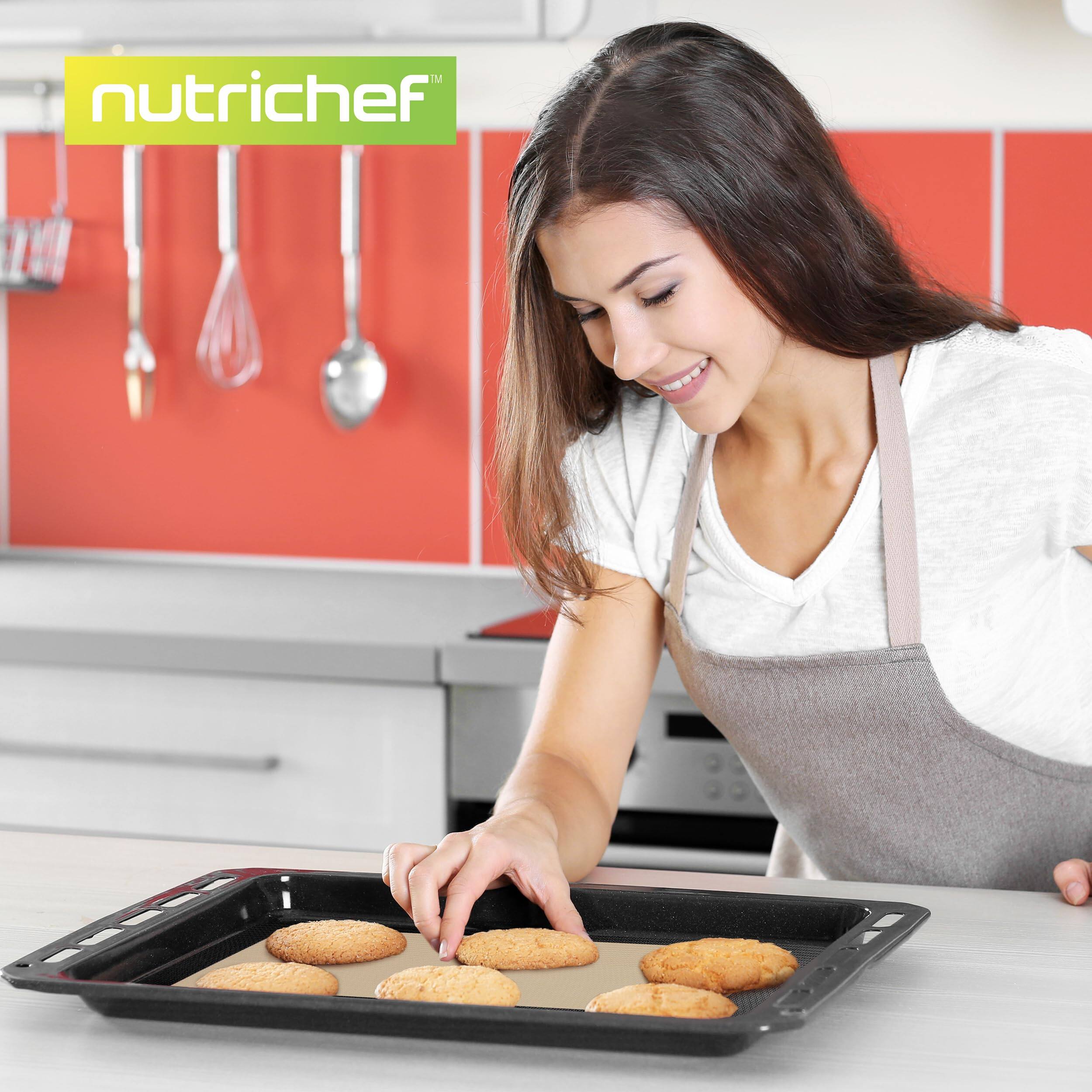 Alt View 4. NutriChef - NutriChef Silicone Baking Mats – 2 Non-Stick, Food-Grade Silicone for Full Pans, Oven-Safe, Black Color (NUBAPABK14).