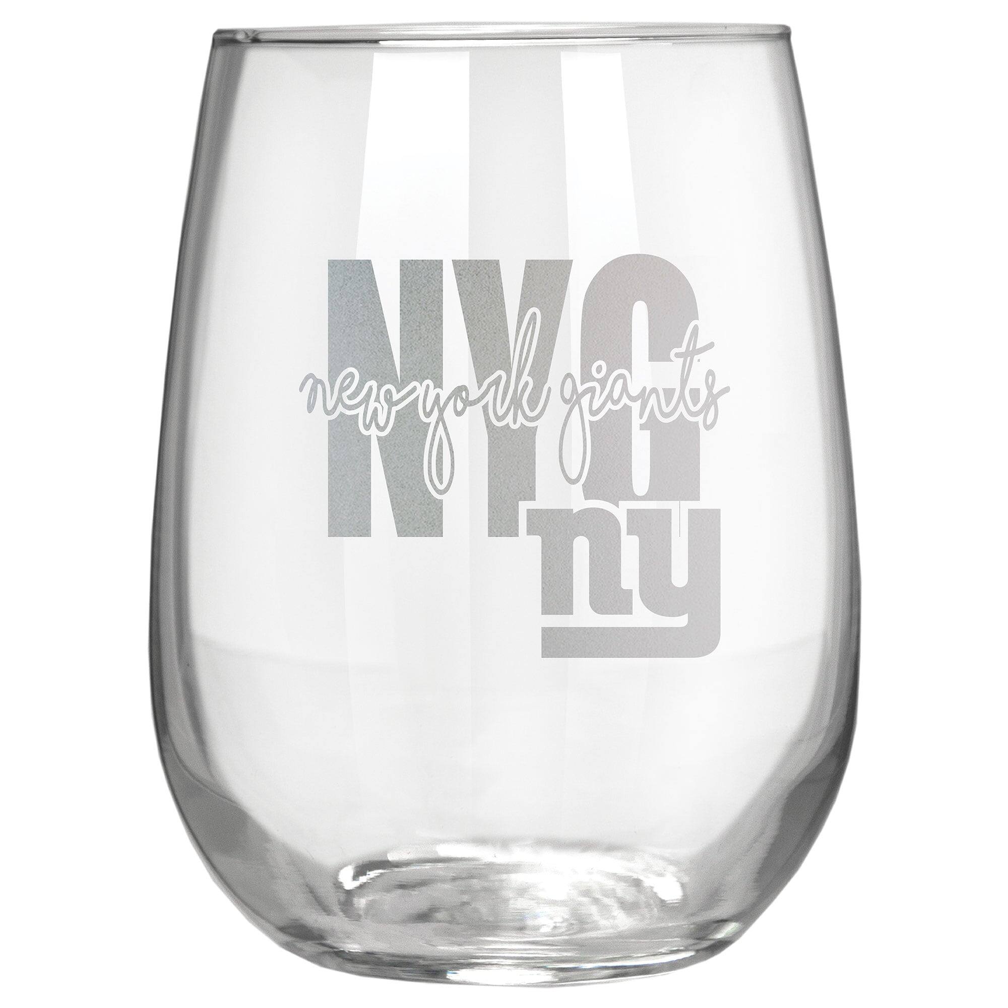 Front. Great American Products - New York Giants Etched 17oz. City Stemless Wine Glass - Multicolor.
