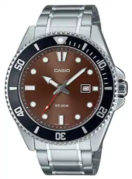 Casio - Standard Analog Quartz MDV-107D-5AV Stainless Steel Brown Dial Men's Watch 200M - Silver, Brown