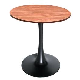 LeisureMod - Bristol 27" Round MDF/Sintered Stone Dining Table - Modern Scratch-Resistant Pedestal Kitchen Table - MDF - Cognac Brown