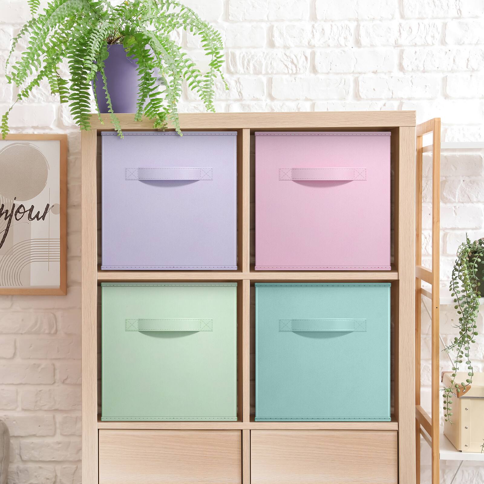 Alt View 1. Sorbus - Sorbus Fabric Storage Cubes, 4 Foldable Storage Bins for Organizing Pantry, Cubbies, Toy Box, Clothes Storage - Combo Pastel.