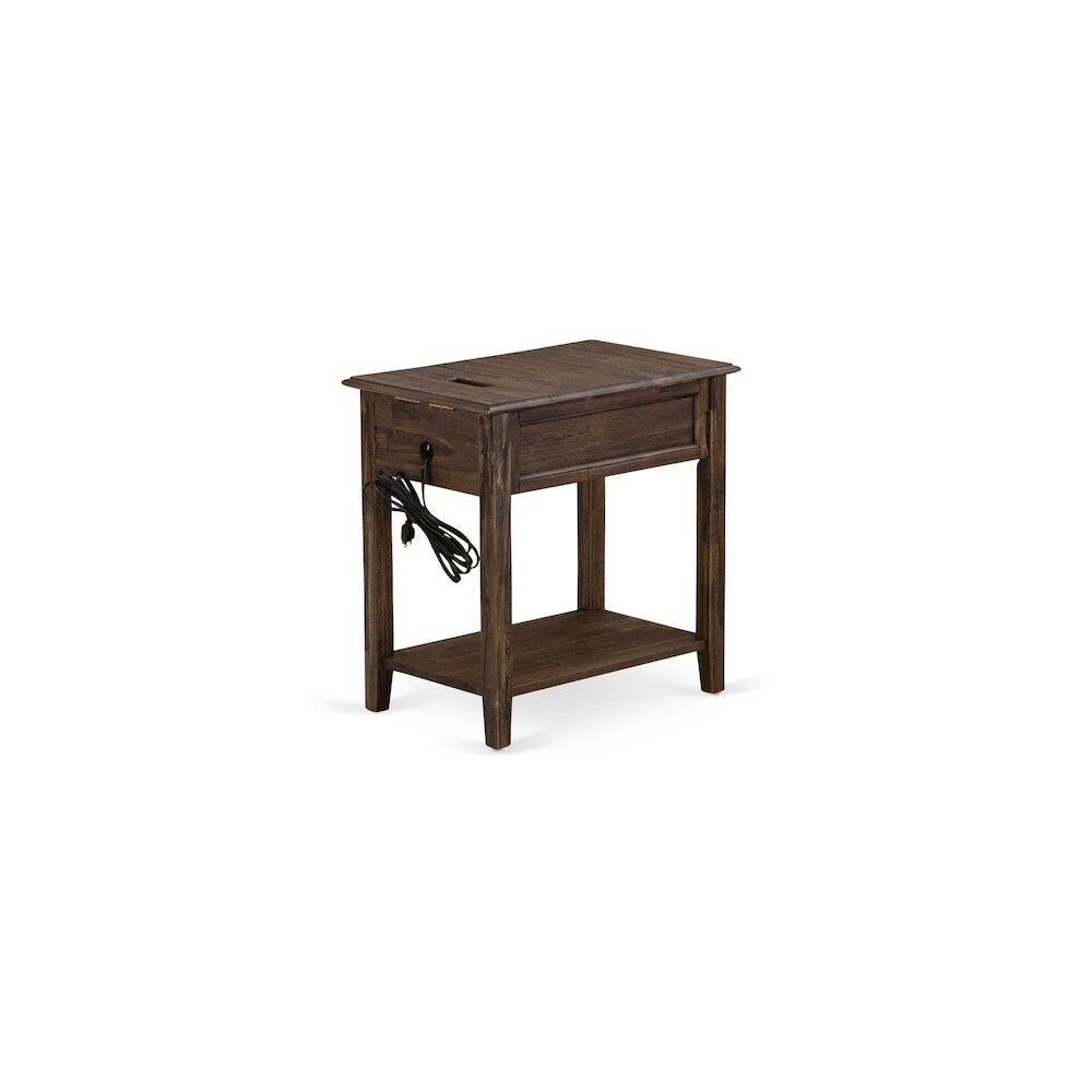 Alt View 1. East West Furniture - East West Furniture DE-07-ET Mid Century Night Stand with 1 Wood Drawer, Stable and Sturdy Constructed - Distressed - Distressed Jacobean.
