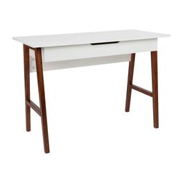 Emma + Oliver - Home Office Writing Computer Desk with Drawer - Table Desk - White Top/Walnut Frame