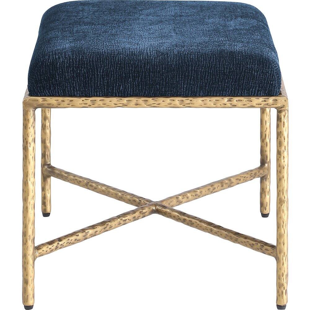 Alt View 3. Meridian Furniture - Valley Navy Chenille Fabric Bench - Blue.