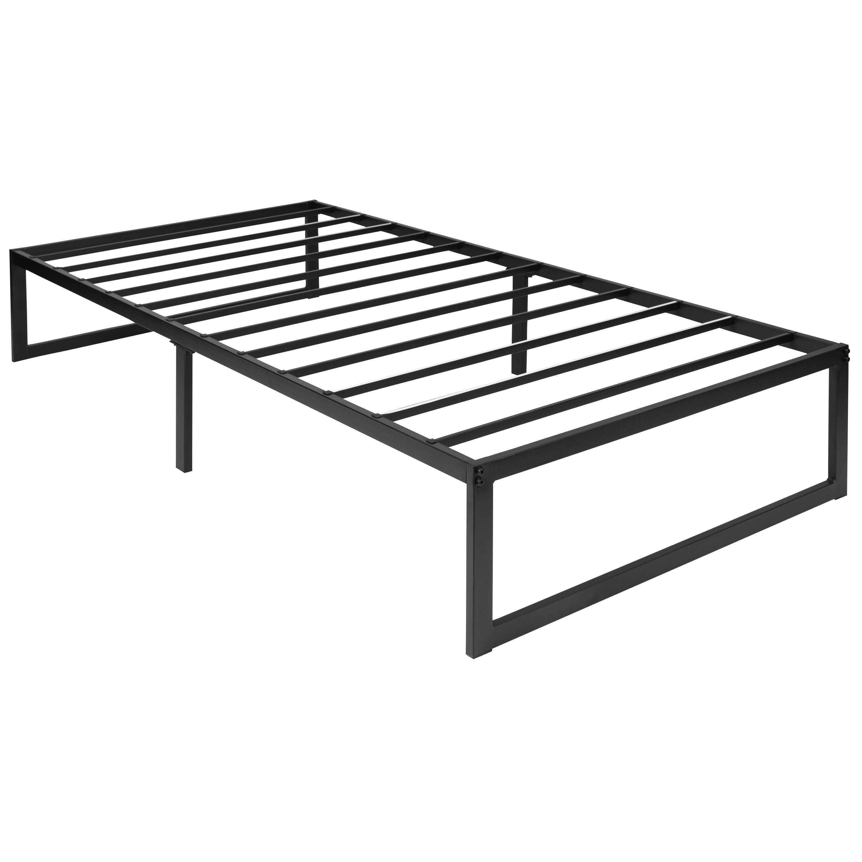 Alt View 1. Emma + Oliver - 14 Inch Twin Metal Platform Bed Frame/Steel Slat Support/No Box Spring Needed - Black.