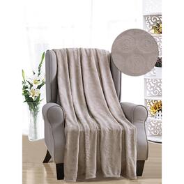 Noble House - Ceasar Soft Plush Contemporary Embossed Collection All Season Throw 50"x60" - Taupe