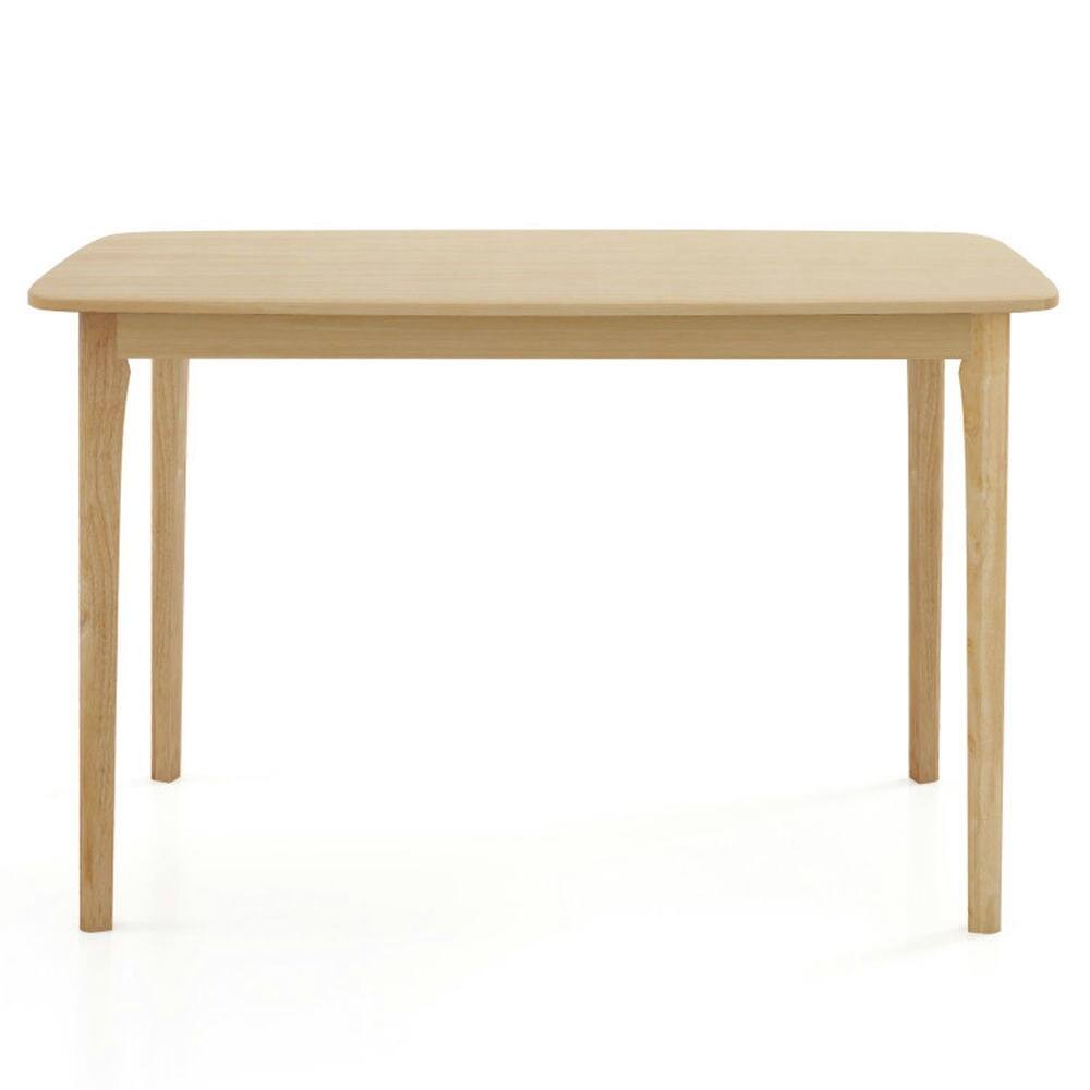 Back. Pefilos - 48 Inch Solid Wood Dining Table with Rubber Wood Supporting Legs for Kitchen Dining Room-Natural, Counter Height Table - Brown.