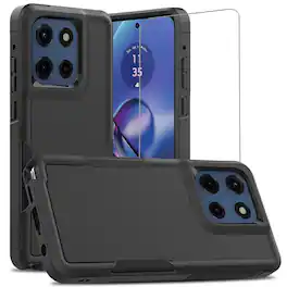 Equipd - Case for Moto G Stylus 5G 2026 / G Stylus 5G 2025 Heavy Duty Rugged Shockproof Cover w/ Tempered Glass Screen Protector - Black