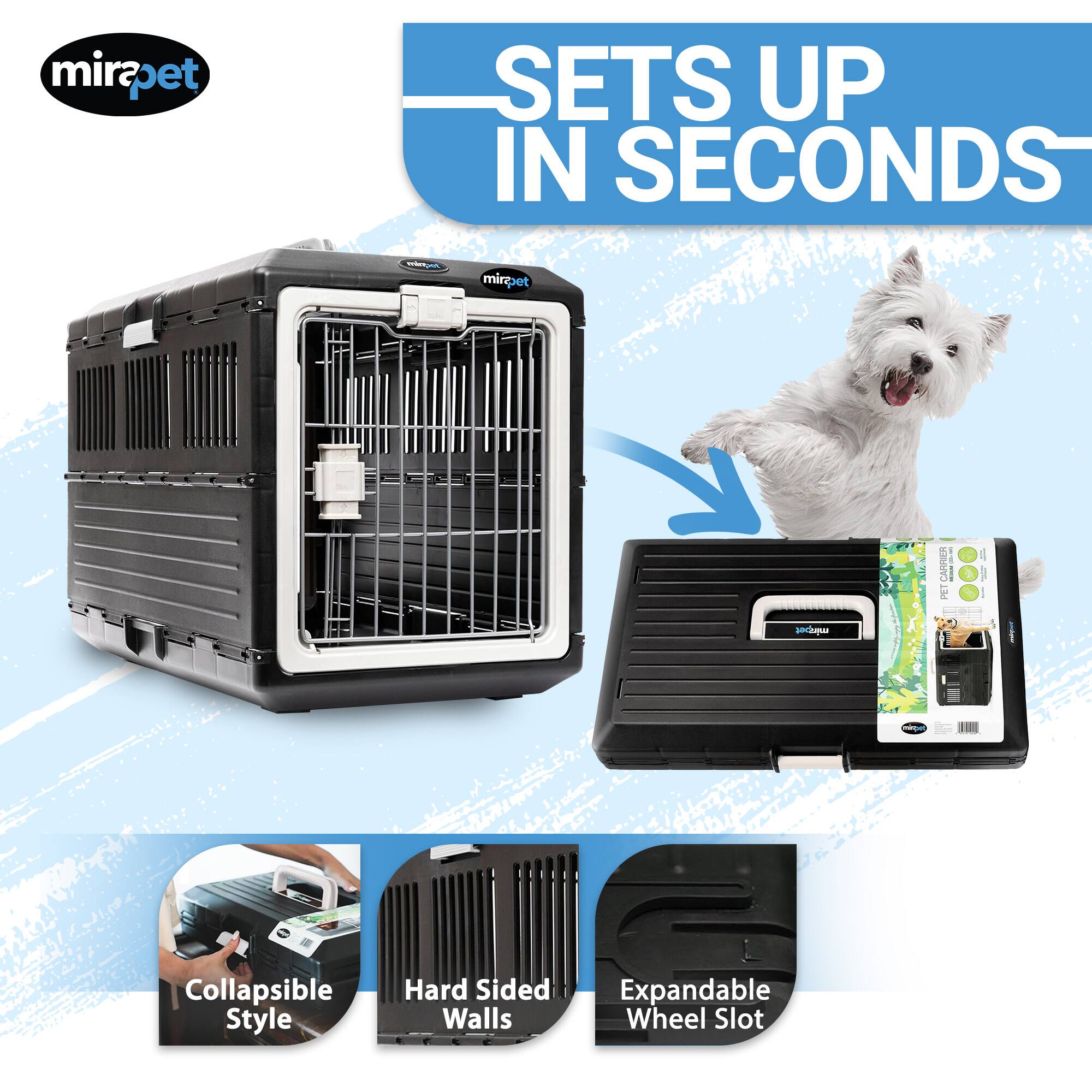 mirapet SETS UP IN SECONDS - I mirapet . 1 sociuu min Collapsible Style Hard Sided Walls Expandable Wheel Slot