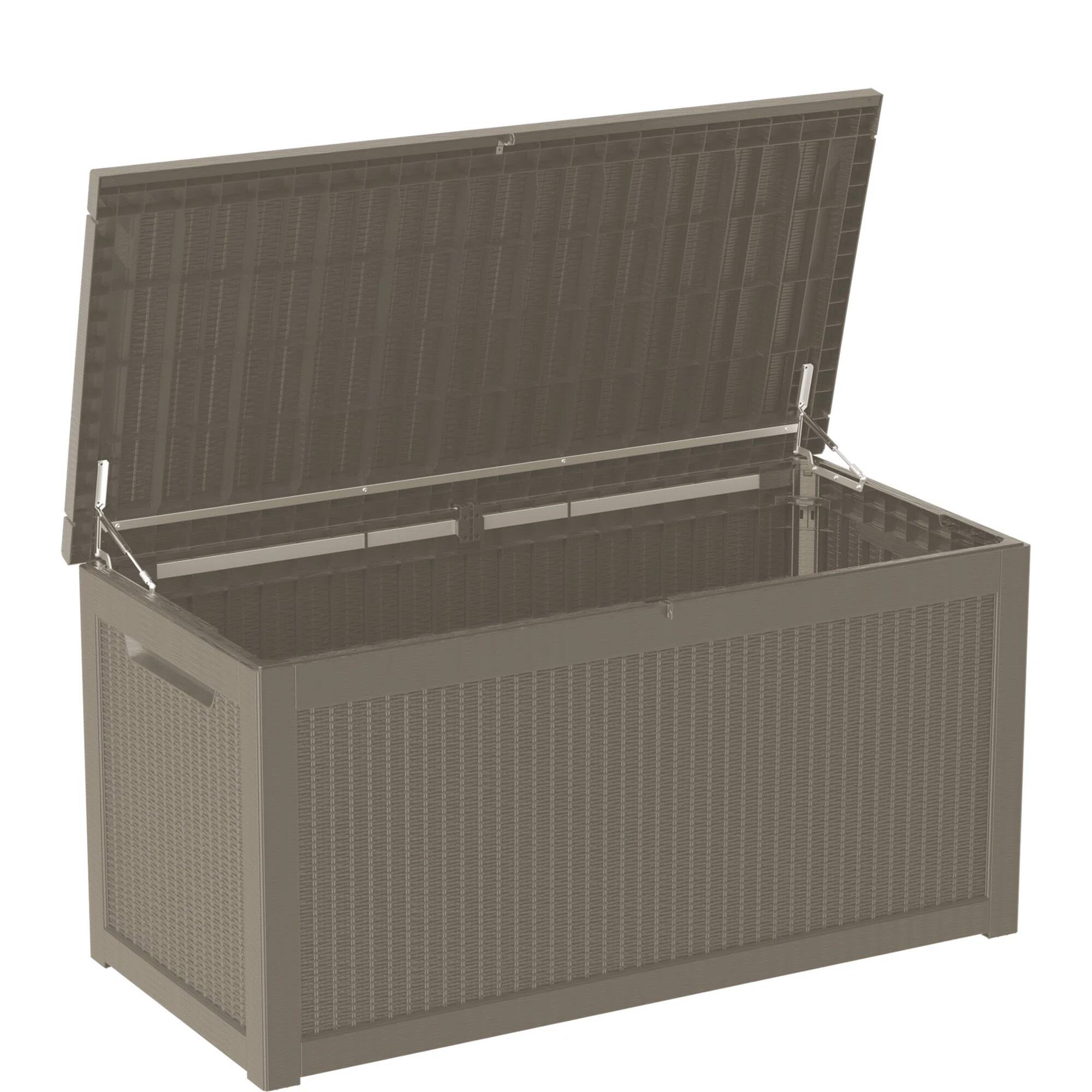 Alt View 4. Chic Crate - 260 Gallon Water Resistant Resin Lockable Deck Box - Brown.