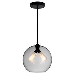 CWI Lighting - Glass 2 Light Down Mini Pendant With Smoke Finish - Black