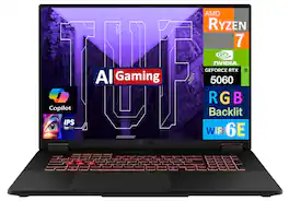 ASUS - TUF Gaming Laptop (Ryzen 7 260, 16GB, 1TB PCIe SSD, 18 WUXGA (1920x1200), RTX 5060, Win 11 Home) - Gray