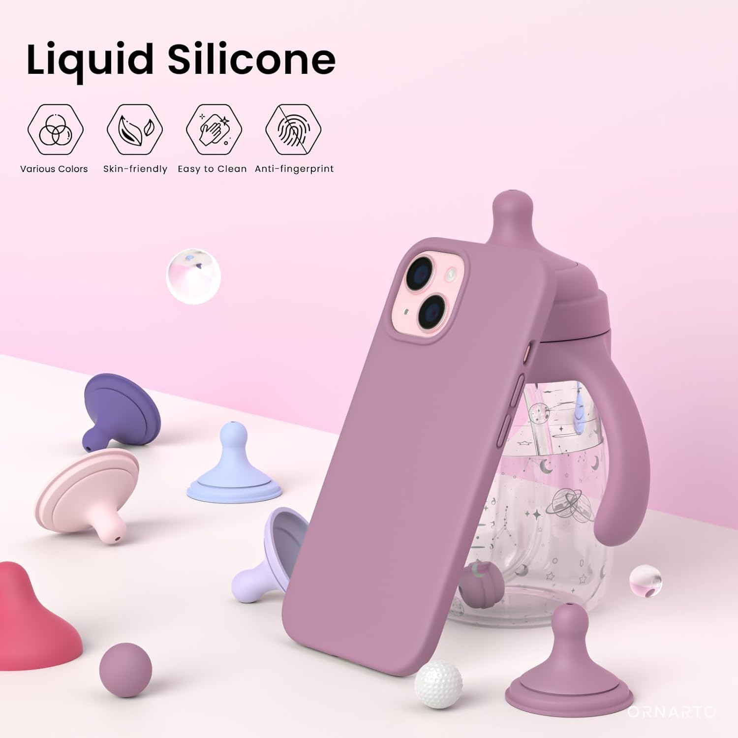 Liquid Silicone, Various Colors, Skin-friendly, Easy to Clean, Anti-fingerprint, ORNARTO
