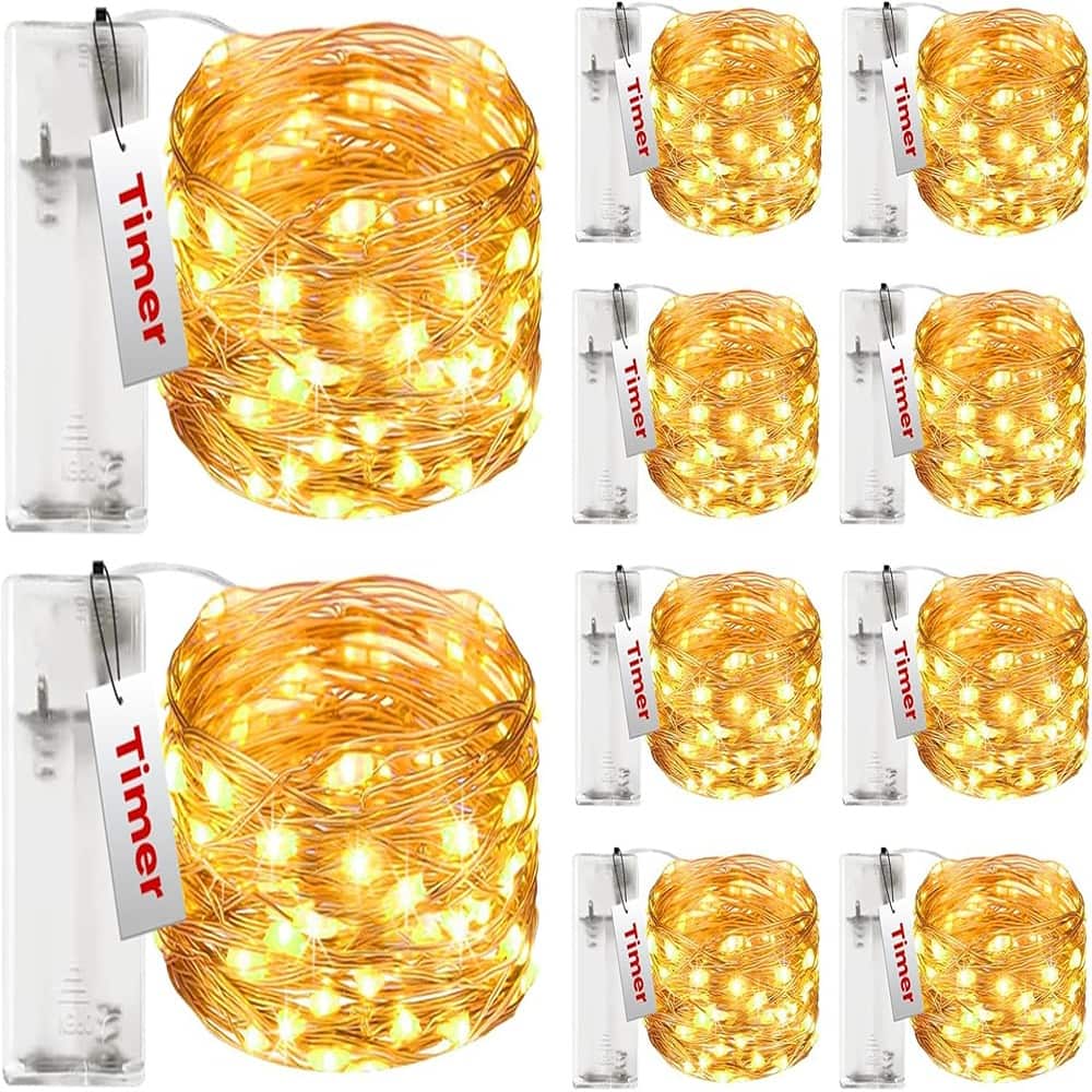 THIRSTY TURTLE - 10 Pack Battery-Operated Fairy Lights, 10FT 30LED, Waterproof, Copper Wire