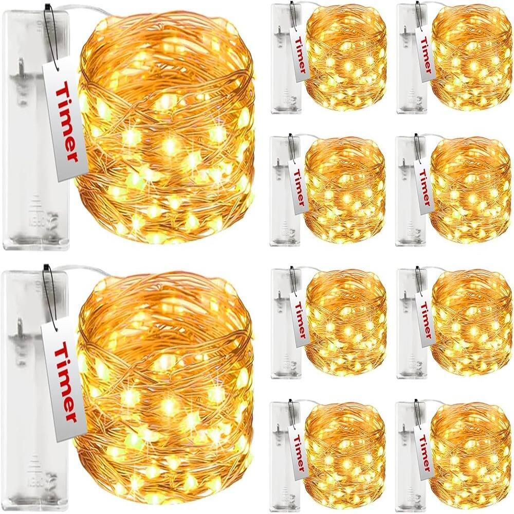 THIRSTY TURTLE - 10 Pack Battery-Operated Fairy Lights, 10FT 30LED, Waterproof, Copper Wire