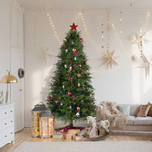 Alt View 2. Winado - 7.5 FT Christmas Tree with Lights, Skirt, Ornaments for In/Outdoor Holiday Decoration - Green & Red.