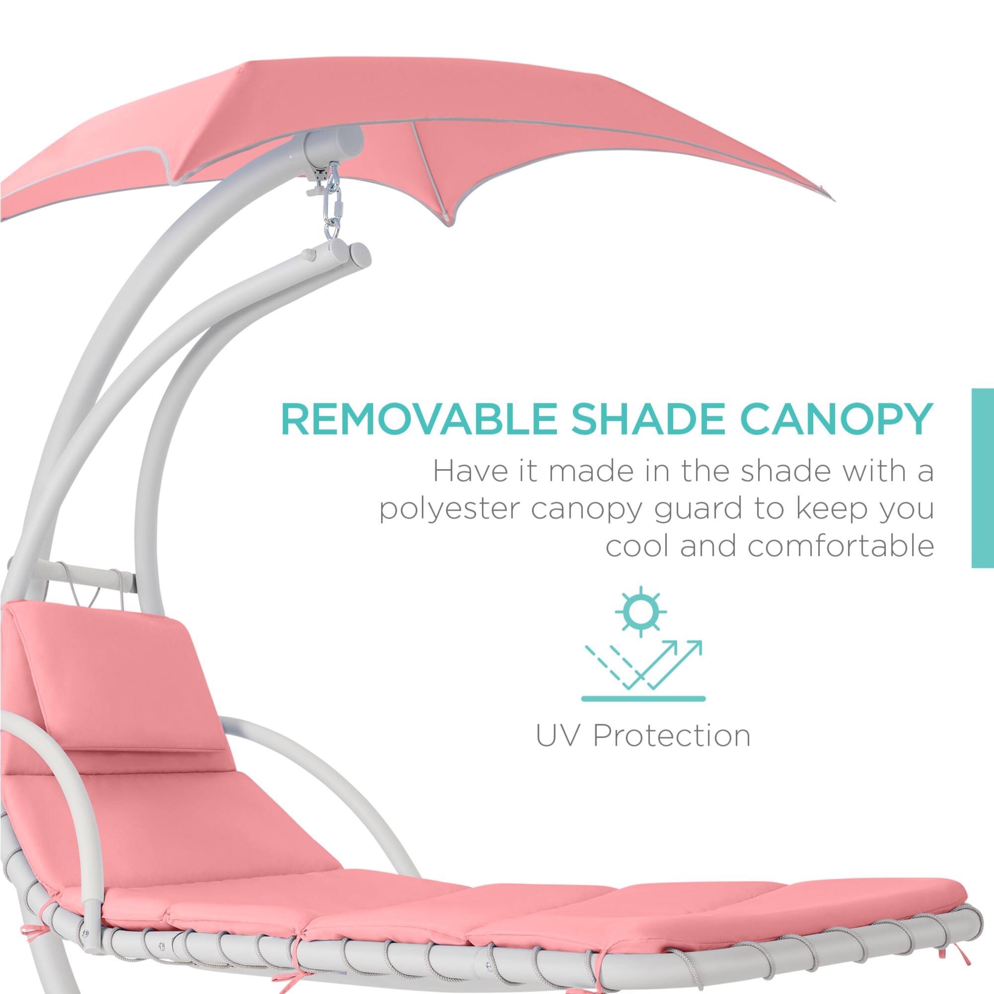 REMOVABLE SHADE CANOPY  
Have it made in the shade with a polyester canopy guard to keep you cool and comfortable  
UV Protection