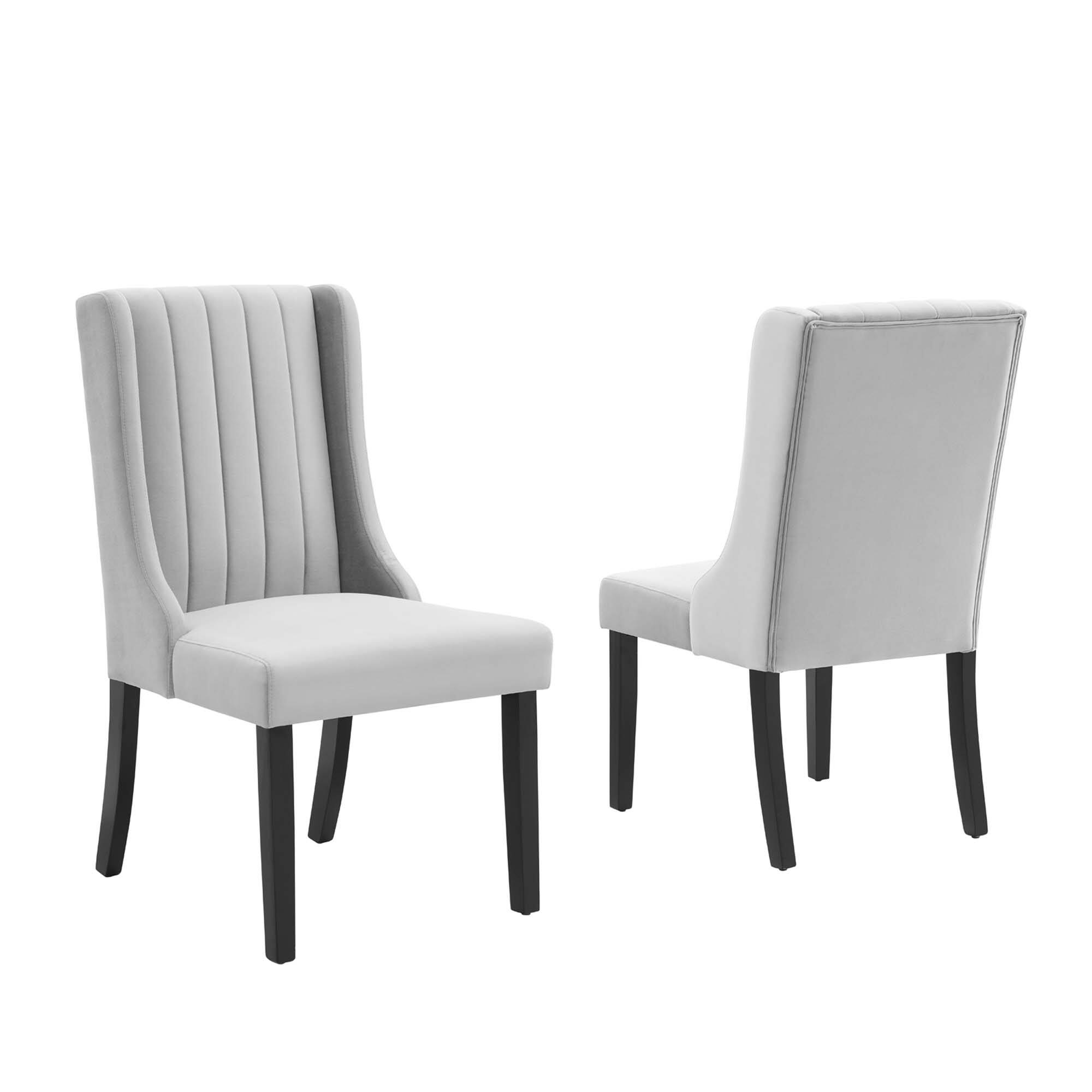 Angle. Modway - Renew Parsons Performance Velvet Dining Side Chairs Set of 2 by Modway - Light Gray.