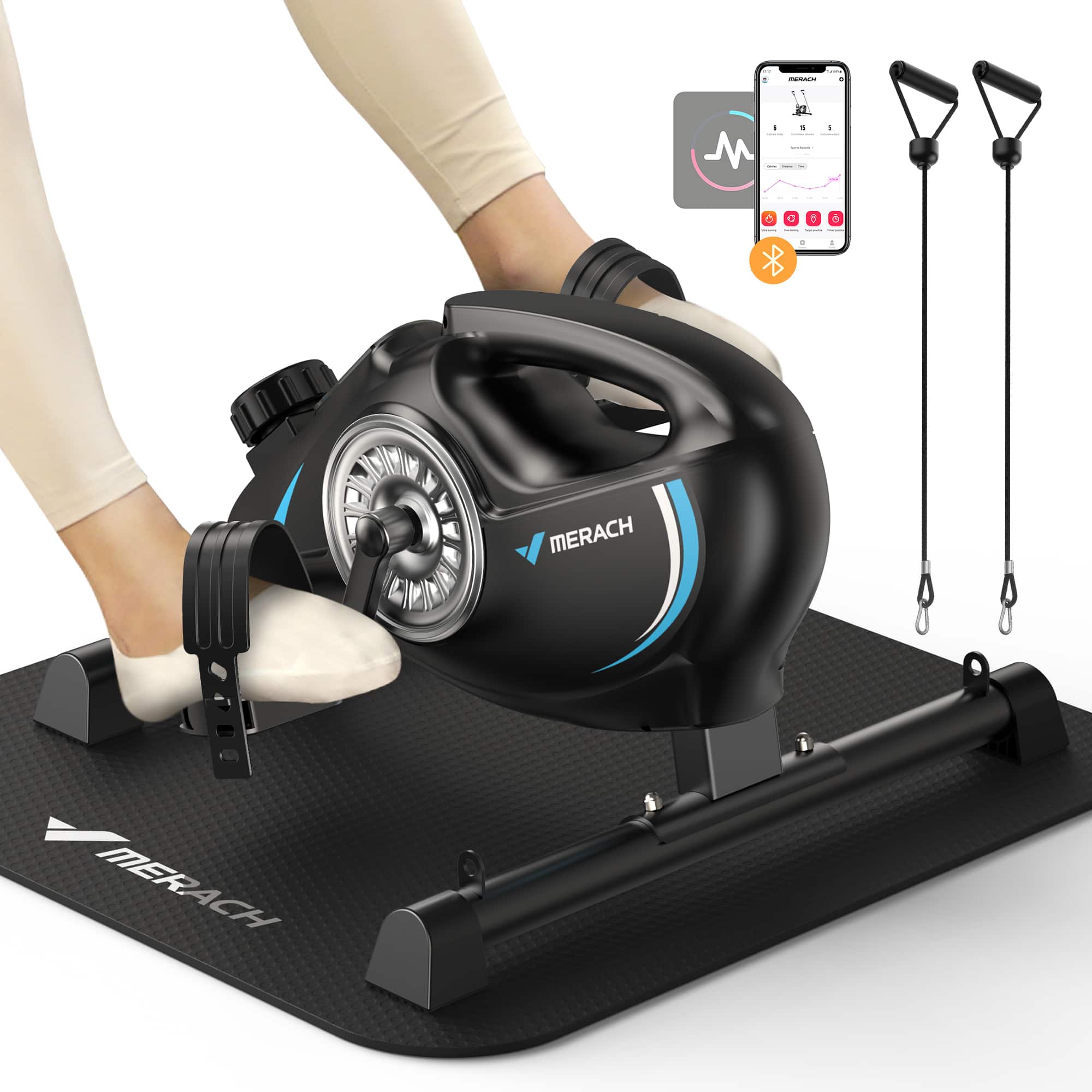 MERACH New S04 Quiet Magnetic Mini Exercise Bike Under Desk Bike