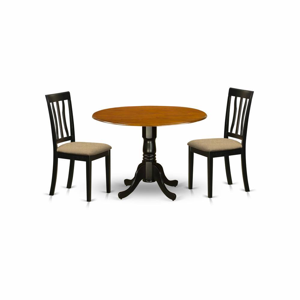 Back. East West Furniture - DLAN3-BCH-C Dining set - 3 Pcs with 2 Wood Chairs - Black & Cherry.