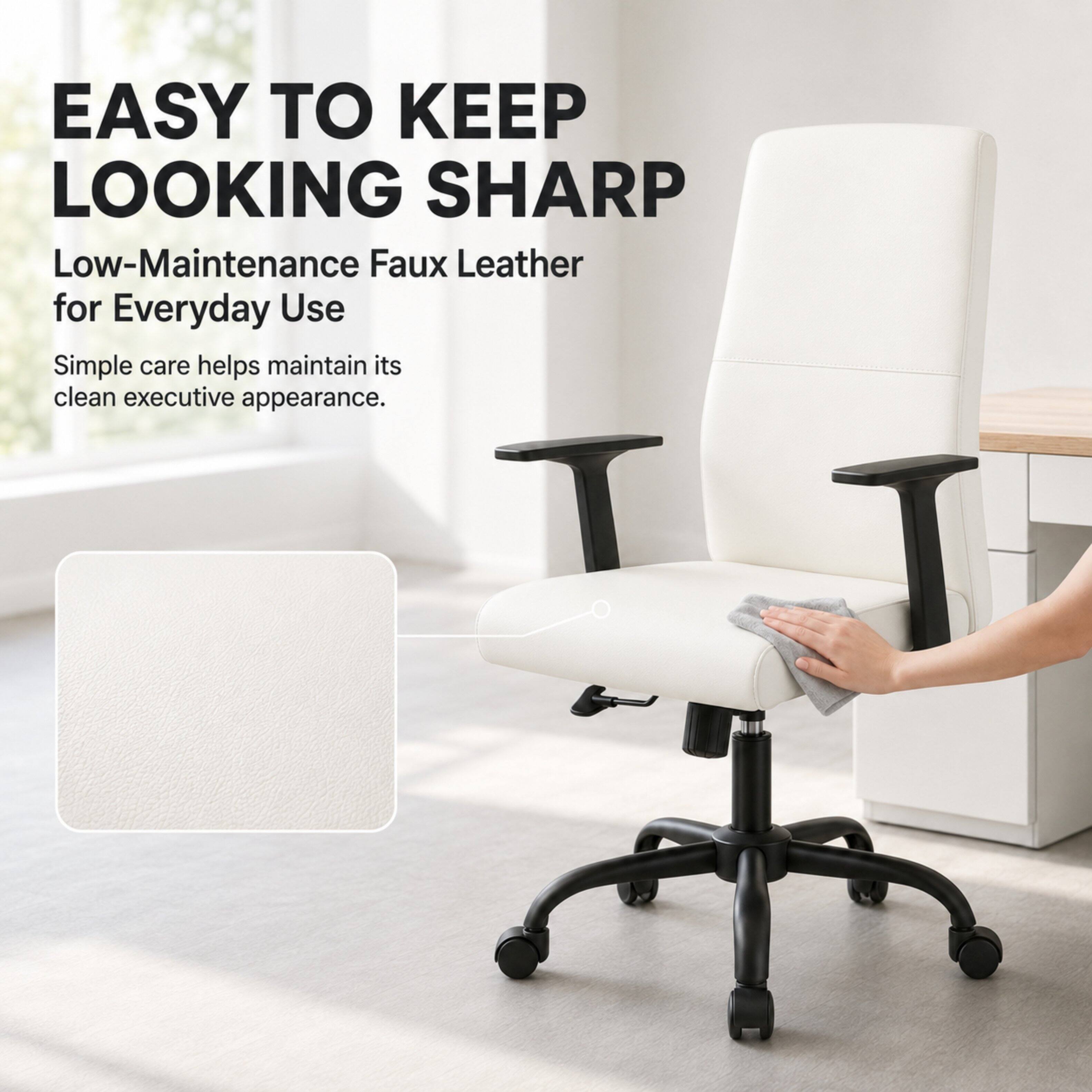 EASY TO KEEP LOOKING SHARP  
Low-Maintenance Faux Leather for Everyday Use  
Simple care helps maintain its clean executive appearance.