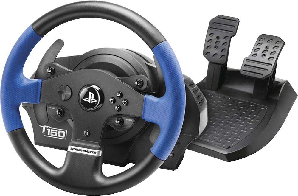 Angle View: Thrustmaster T150 Racing Wheel and 2 Pedal Set with Shifters for PS4 and PC