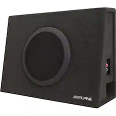 Front. Alpine - 10" Single-Voice-Coil 2-Ohm Subwoofers with Enclosure - Gray.